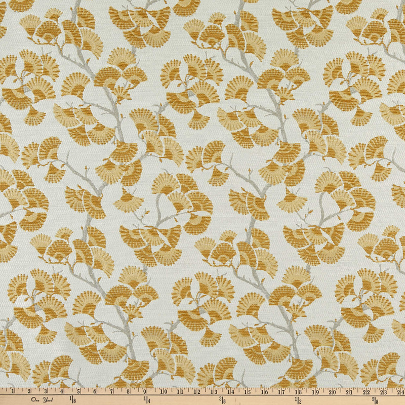 Ying Asian Tree Jacquard Lemon | Medium/Heavyweight Jacquard Fabric | Home Decor Fabric | 57" Wide