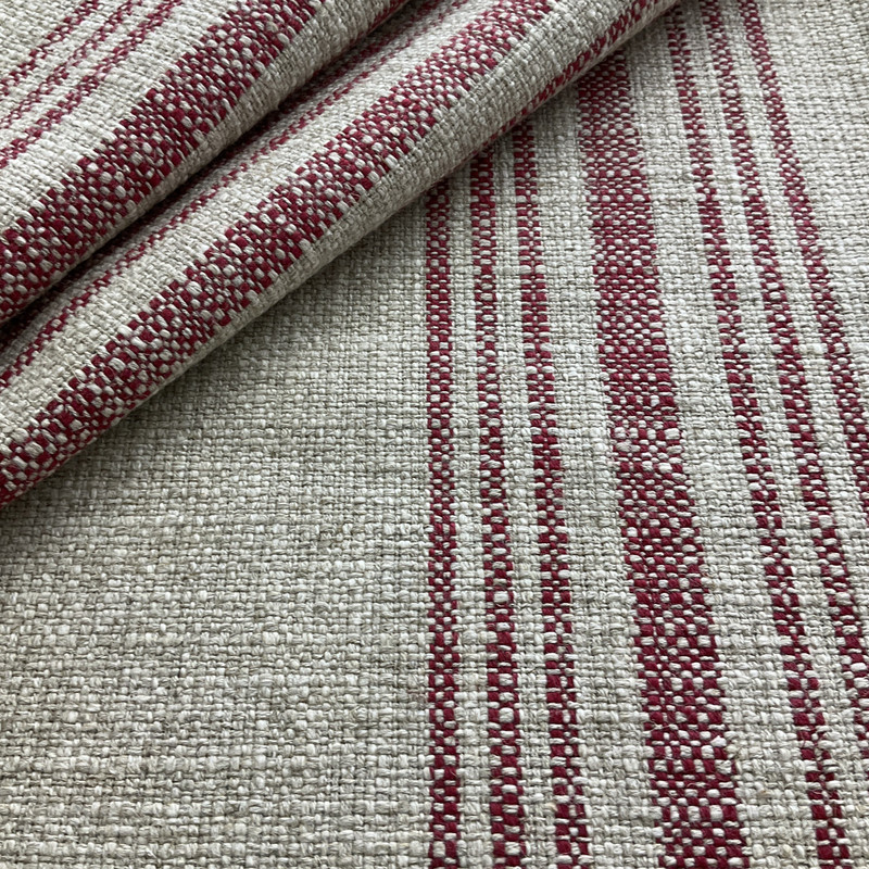 Hobie Stripe Linen Berry Berry | Heavyweight Linen Fabric | Home Decor Fabric | 54" Wide