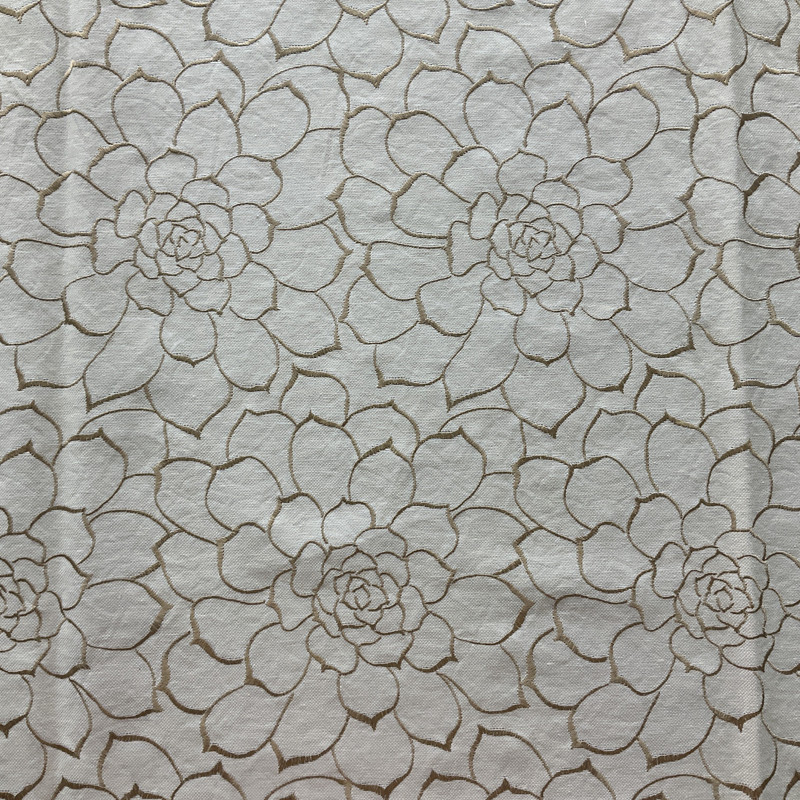 Calista Succulent Embroidered Woven Hazel | Home Decor / Drapery Fabric | Floral | Brown / Off White | 53" Wide | By the Yard