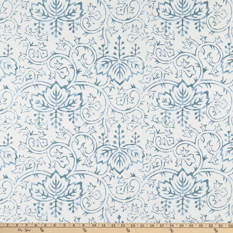 Laura & Kiran Wisteria Print Duck Water | Medium Weight Duck Fabric | Home Decor Fabric | 56" Wide