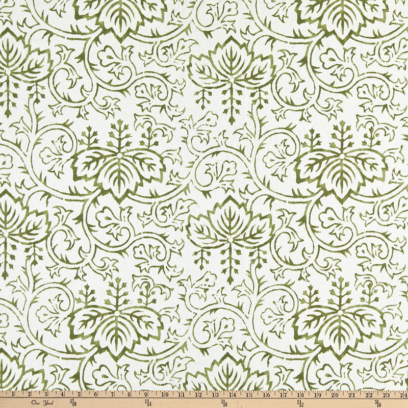 Laura & Kiran Wisteria Print Duck Leaf | Medium Weight Duck Fabric | Home Decor Fabric | 56" Wide