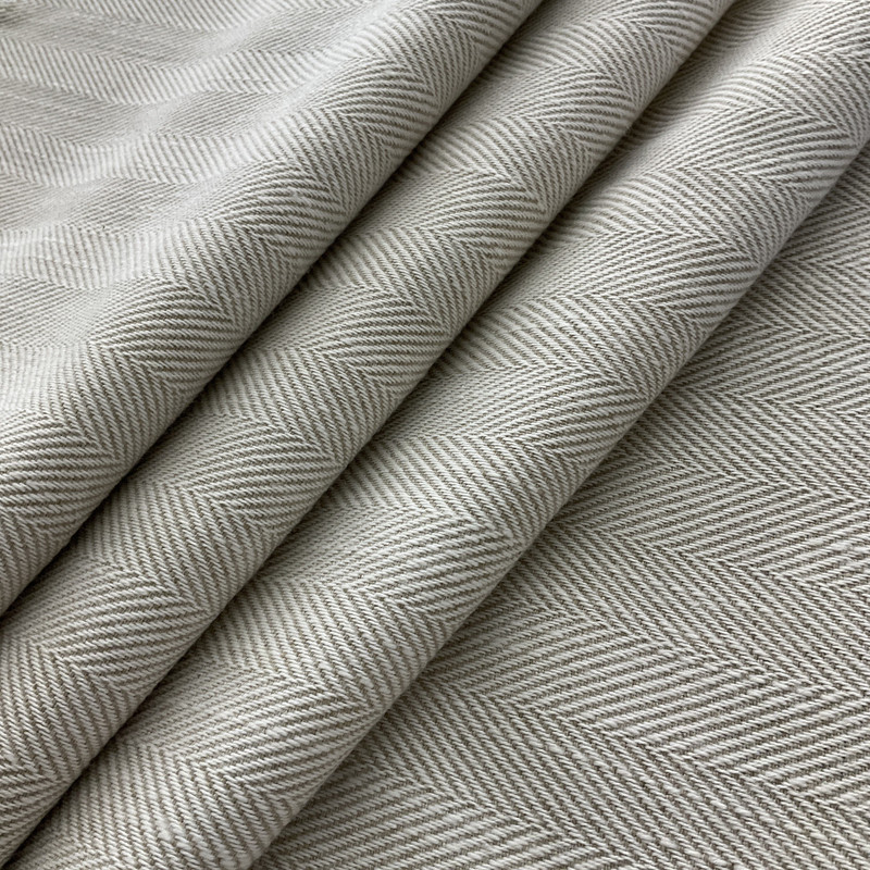 Artistry Performance Linen Bruyere Herringbone Woven Alabaster | Medium/Heavyweight Woven Fabric | Home Decor Fabric | 56.5" Wide