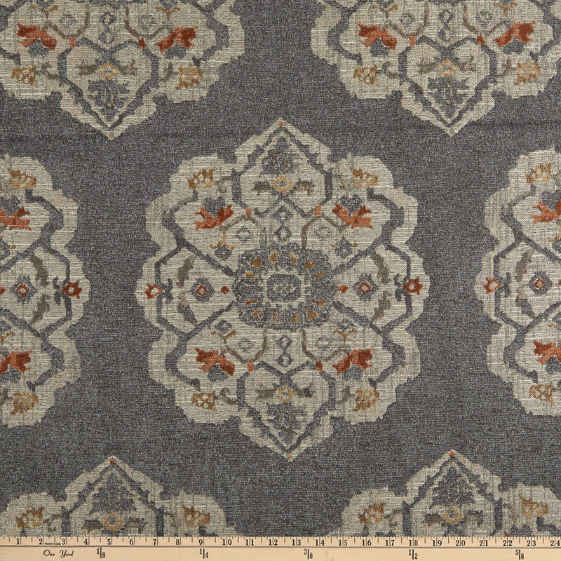 Swavelle Gathering Chenille Jacquard Greystone | Very Heavyweight Jacquard, Chenille Fabric | Home Decor Fabric | 58" Wide