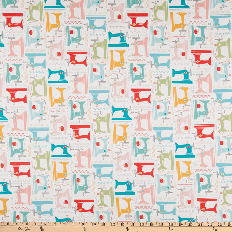 Lori Holt My Happy Place Sewing Machines Canvas Cloud | Lightweight Canvas Fabric | Home Decor Fabric | 58" Wide