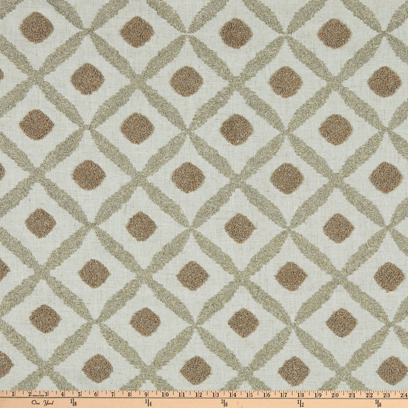 Delilah Tuft Embroidered Woven Linen | Medium Weight Woven Fabric | Home Decor Fabric | 54" Wide