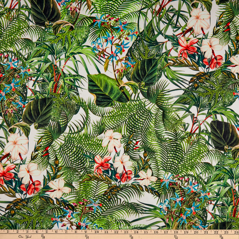 STOF France Nenuphar Brushed Duck Vert | Medium Weight Duck Fabric | Home Decor Fabric | 55" Wide