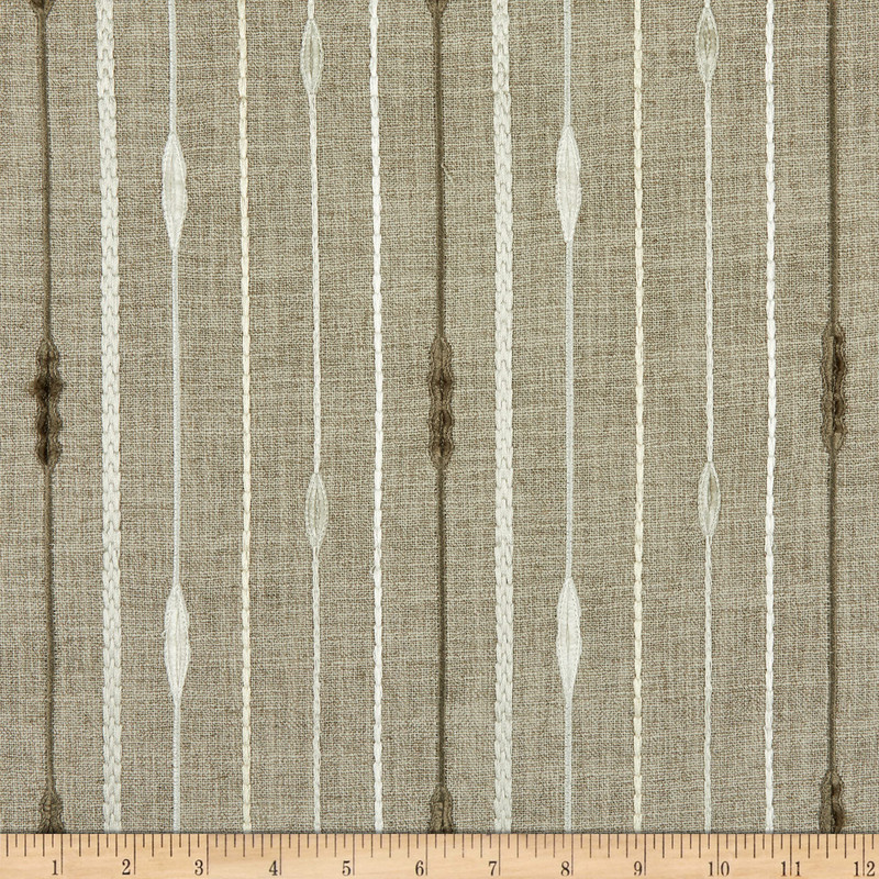 Swavelle Pace Setter Embroidered Duck Mocha | Medium Weight Duck Fabric | Home Decor Fabric | 55" Wide