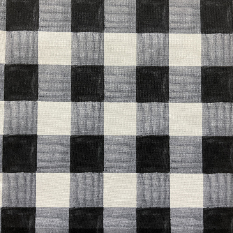 Painterly Plaid Ebony | Outdoor Home Decor Fabric | Black and White | Waterproof | PKL Studio | 54" Wide