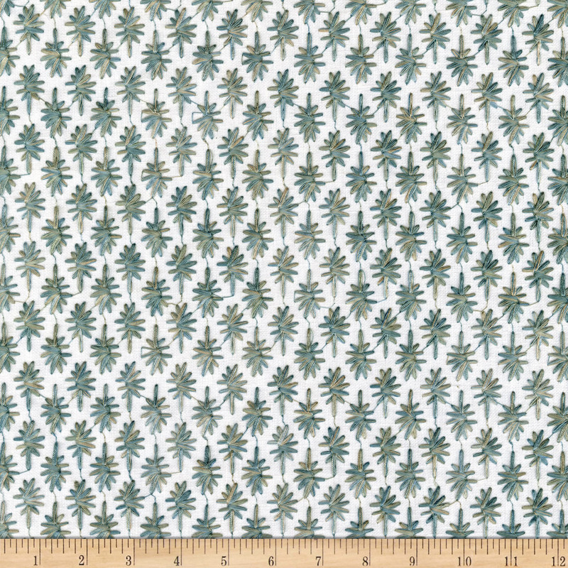 PKL Studio Crest Haven Embroidery Woven Seaglass | Heavyweight Duck Fabric | Home Decor Fabric | 54" Wide