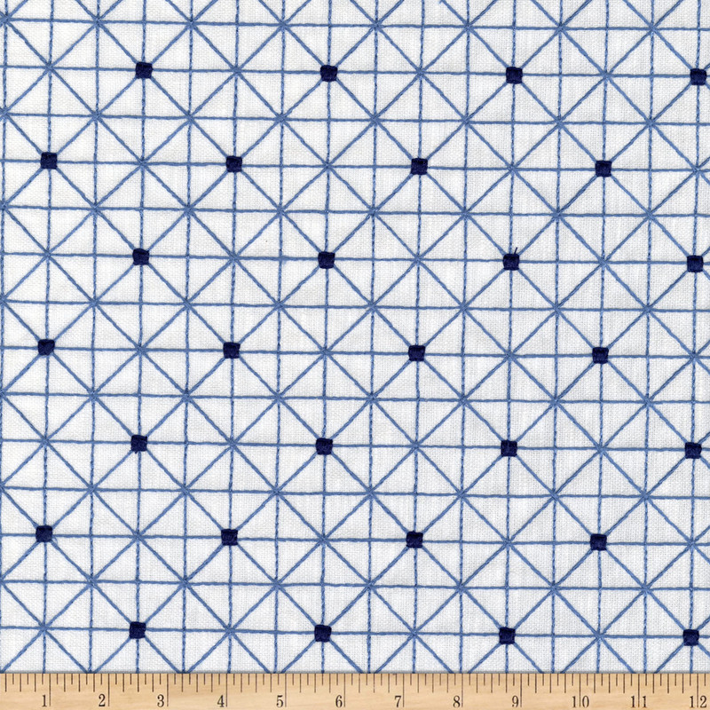 PKL Studio Sierra Embroidery Woven Porcelain | Heavyweight Duck Fabric | Home Decor Fabric | 54" Wide