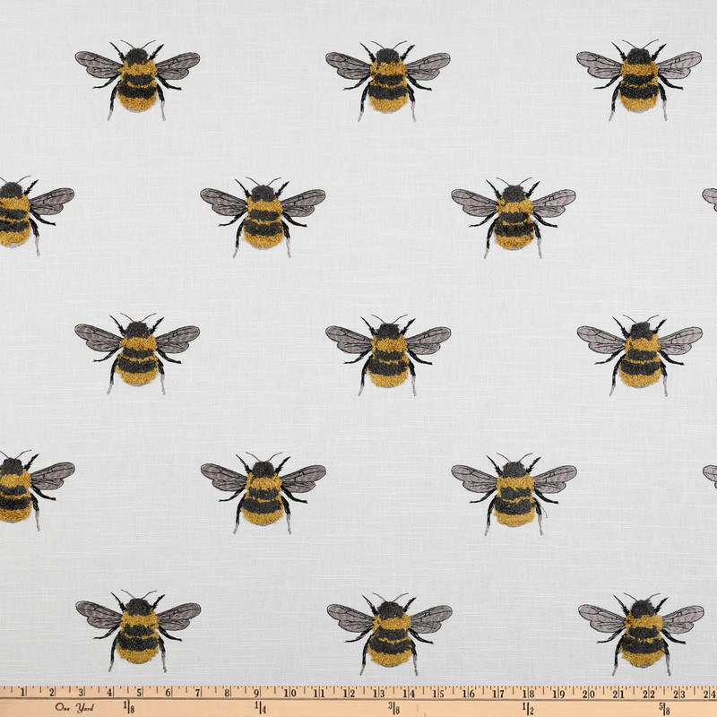 tfa Busy Bee Embroidered Slub Duck Honey | Medium/Heavyweight Duck Fabric | Home Decor Fabric | 54" Wide