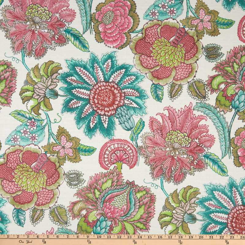 Comersan Fabrics Dante Duck White And Pink | Lightweight Duck Fabric | Home Decor Fabric | 55" Wide