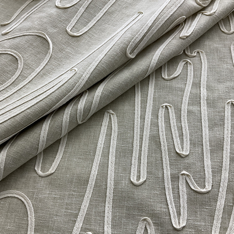 Covington Sidewinder Embroidered Woven Linen | Heavyweight Woven Fabric | Home Decor Fabric | 51" Wide