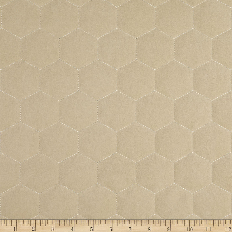 LIGHT LINEN Performatex Quilted Ultra Hex Plush Outdoor Linen | Medium Weight Outdoor, Woven Fabric | Home Decor Fabric | 54" Wide