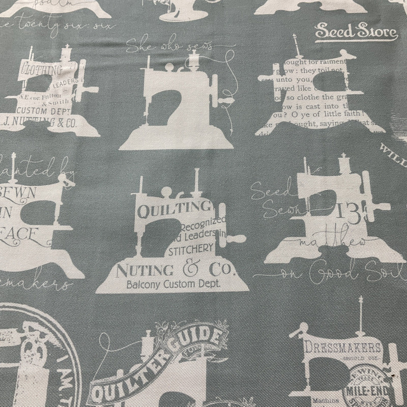 Riley Blake She Who Sew Canvas Sewing Machines Blue | Home Decor Fabric | 58" Wide