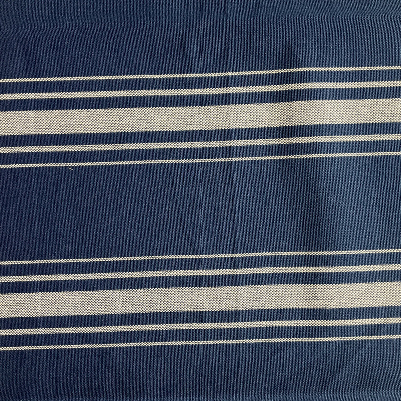 Laura & Kiran Harbor Stripe Woven basketweave White On Navy | Medium/Heavyweight Basketweave, Woven Fabric | Home Decor Fabric | 54" Wide