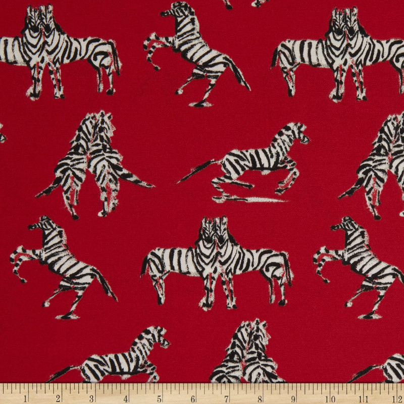 Novogratz Zebra Indoor/Outdoor Red | Medium Weight Outdoor, Woven Fabric | Home Decor Fabric | 54" Wide