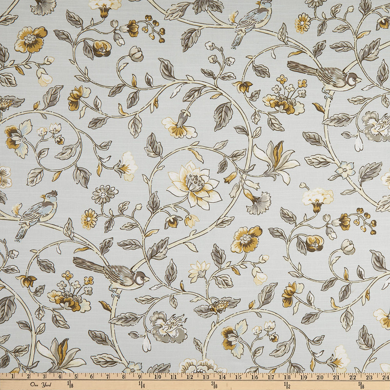 Waverly Summer Isles Floral Slub Duck Dove | Medium Weight Duck Fabric | Home Decor Fabric | 54" Wide