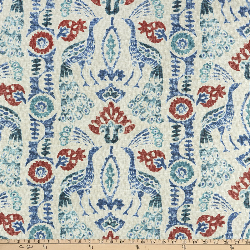 PKL Studio Peacock Parade Slub Duck Luna | Medium Weight Duck Fabric | Home Decor Fabric | 54" Wide