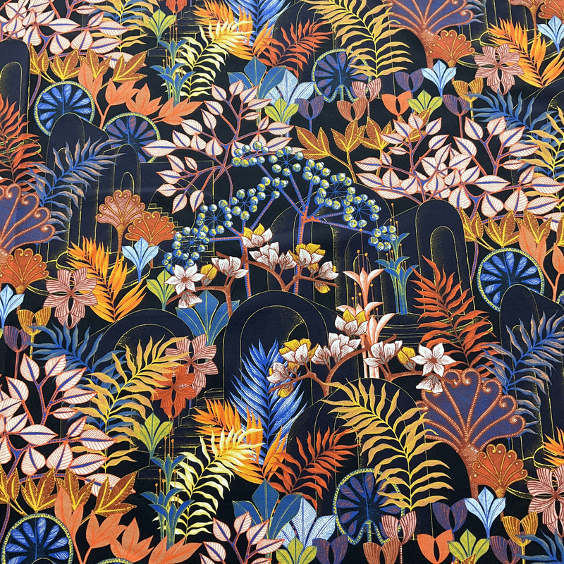 STOF France Digital Santana Satin Multicolore | Medium Weight Satin Fabric | Home Decor Fabric | 55" Wide