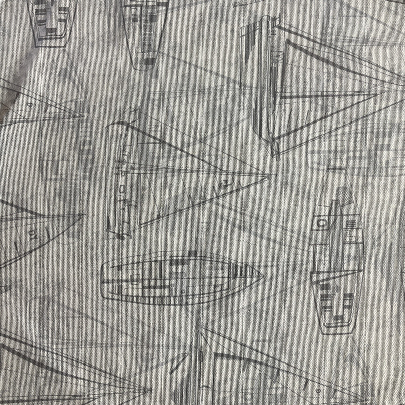 Covington Fabric and Design, Sailboat Silhouette in gray and off white