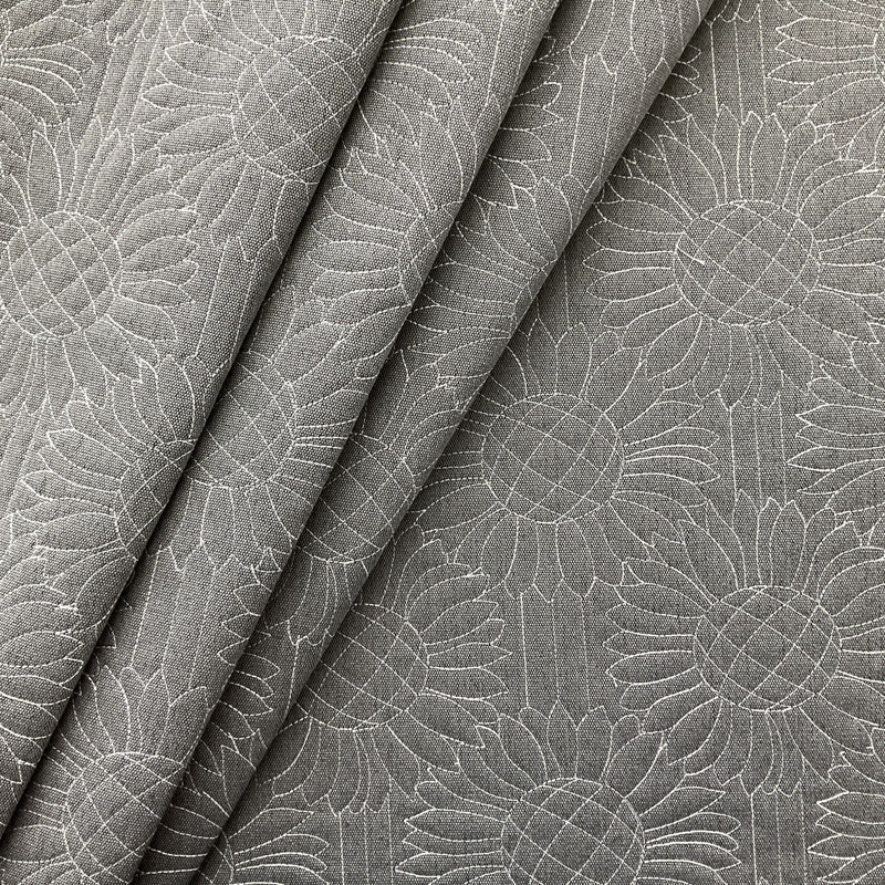 Performatex Q-Daisy Outdoor Woven | Charcoal Gray and White Sunflower design pre-quilted | Medium Weight Outdoor, Woven Fabric | Home Decor Fabric | 54" Wide