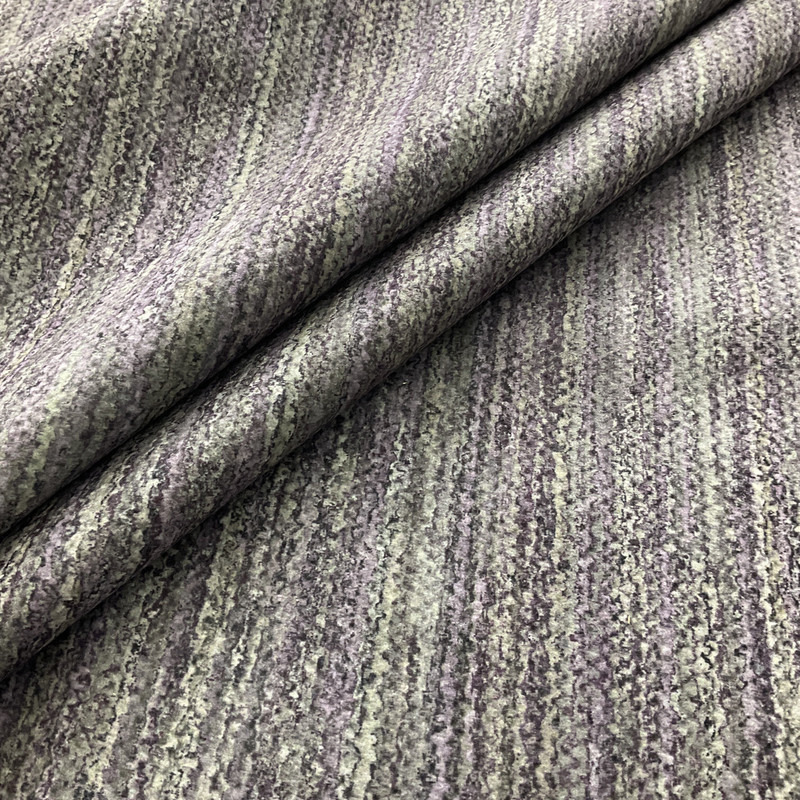 River in Lavender| Mottled Striping in Lavender and Grey | Low Pile Velvet Fabric | Upholstery | 54" Wide | By the Yard