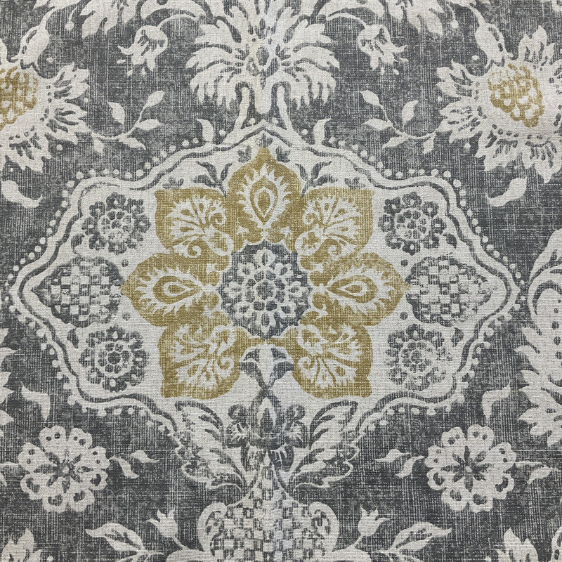 Magnolia Home Fashions | Belmont Barley 54"W Fabric | gray, yellow, Grey