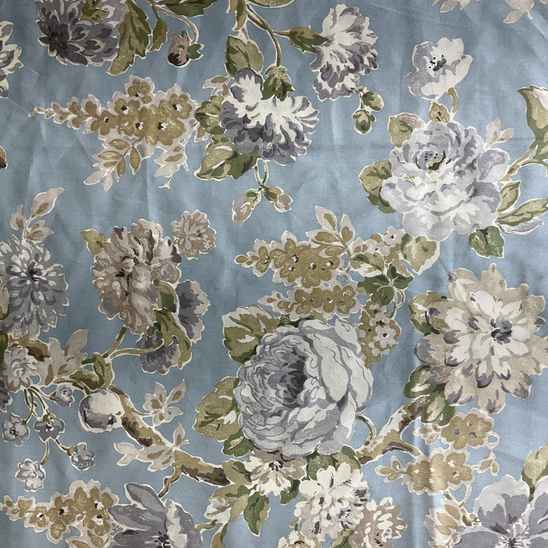 Floral in Blue / Grey / Taupe | Home Decor Fabric| Drapery | Twill | P/Kaufmann | 54" Wide | By The Yard