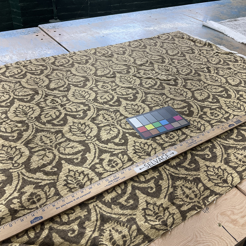 Damask Duet in Sepia | Home Decor Fabric | Tan Brown Damask | Drapery | Waverly | 54" Wide | By The Yard