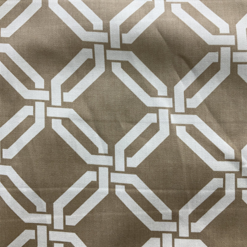 Via in Saffron | Home Decor Fabric | Hexagon Lattice in Brown / Off White | Braemore | Medium Weight | 54" Wide | By the Yard