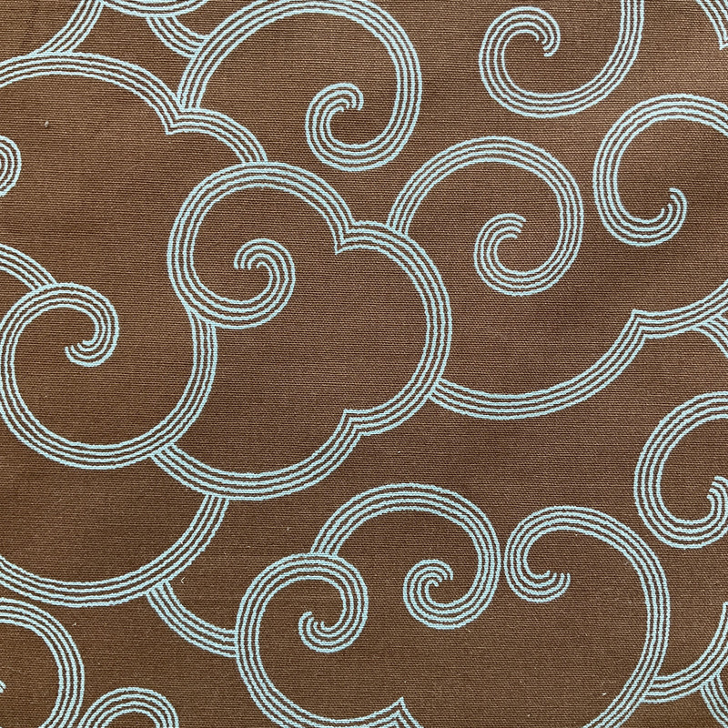 Clouded in Brown | Home Decor Fabric | Brown Blue Swirls | Waverly | Medium Weight | 54" Wide | By the Yard