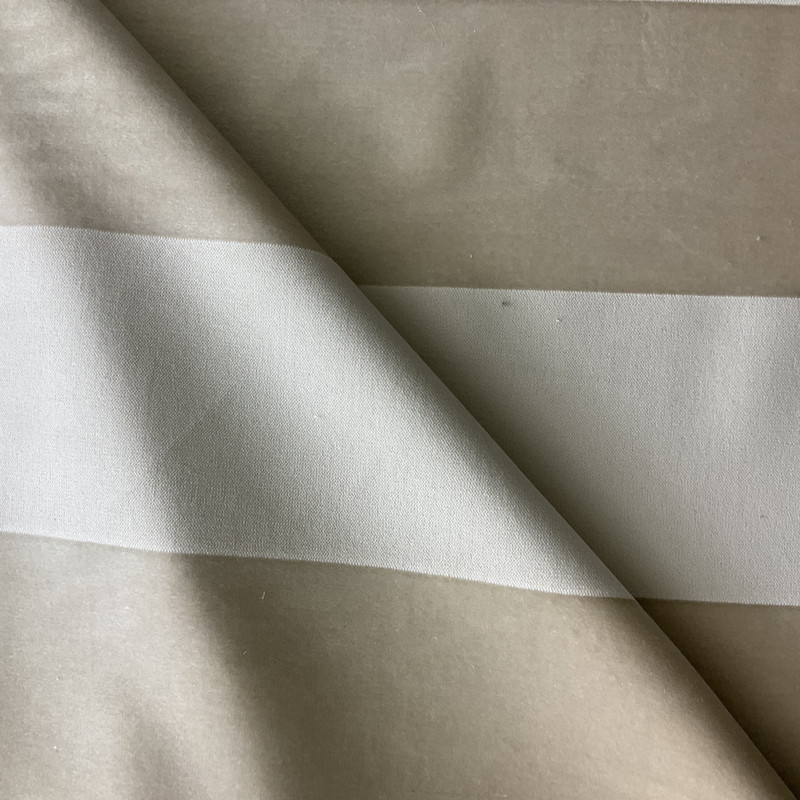 Wide Striped Velvet in Two Tone Light Beige | Upholstery Fabric | Heavyweight | Soft | 54" Wide | By the Yard