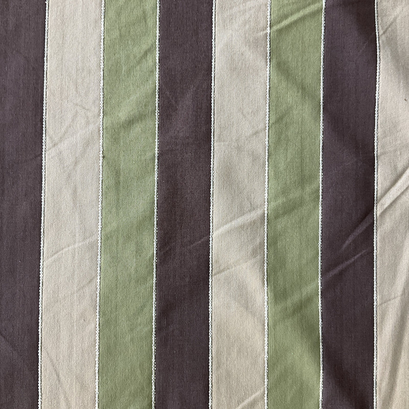 Sandlot in Dog | Lightweight Upholstery / Drapery Fabric | Stripes in Green / Brown / Tan | Medium Weight | 54" Wide | By the Yard
