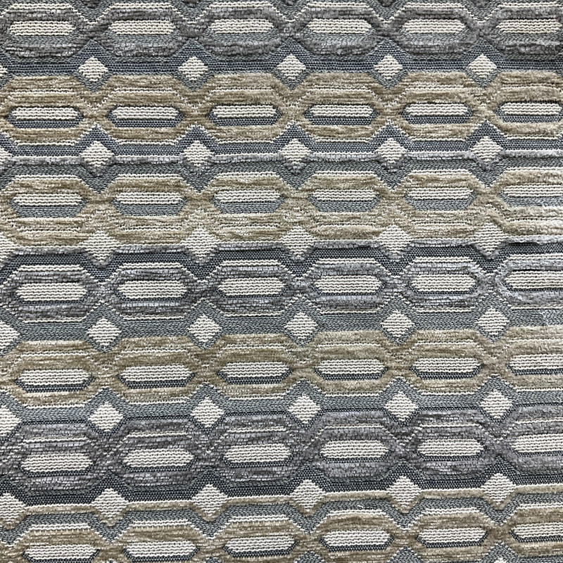Skyfall in Mist | Upholstery Fabric | Steel Blue Beige Geometric Chenille | Heavyweight | 54" Wide | By The Yard