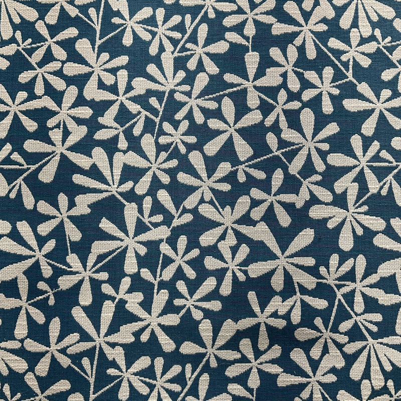 Strie Toss in Tourmaline | Upholstery Fabric | Blue Ivory Contemporary Floral | Medium Weight | 54" Wide | By The Yard