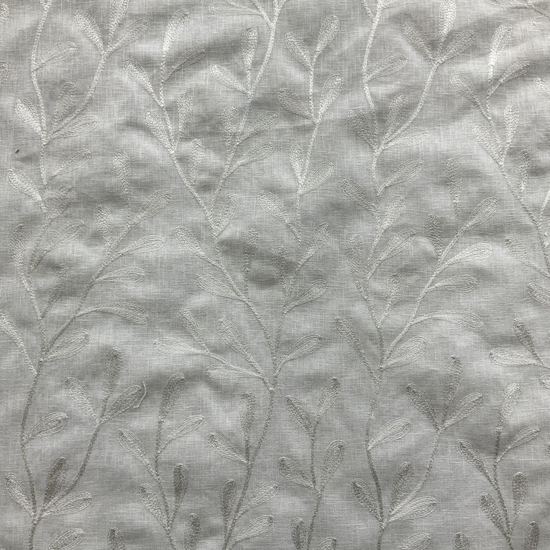 Tangle in Alabaster | Embroidered Drapery Fabric | White Leafy Vines | Medium Weight | 54" Wide | By The Yard