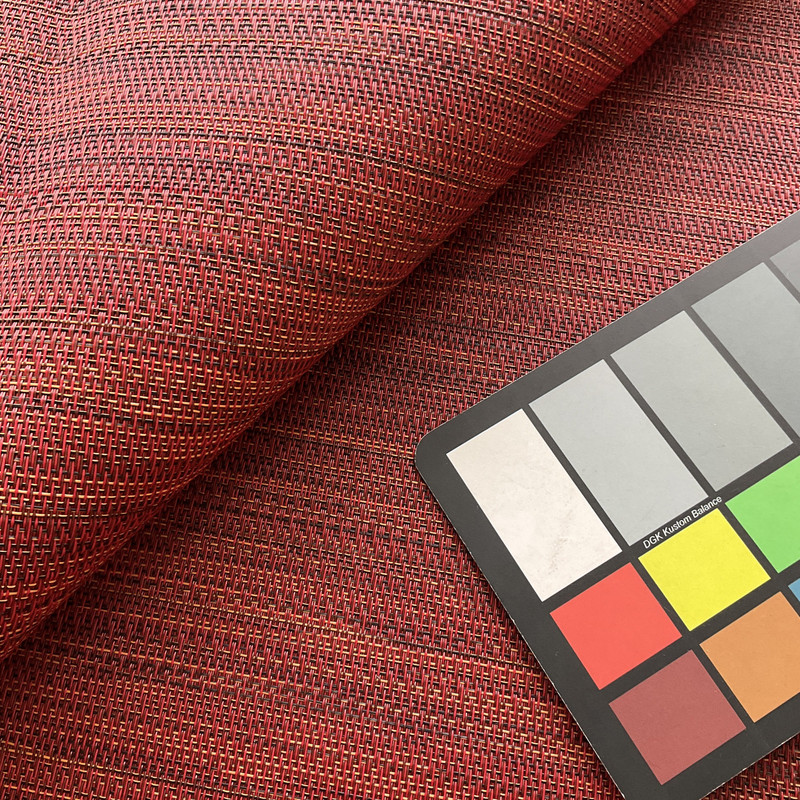 Red with Black and Gold | Sling Fabric /  Outdoor Vinyl Mesh | Similar to Phifertex | 56" Wide | By the Yard