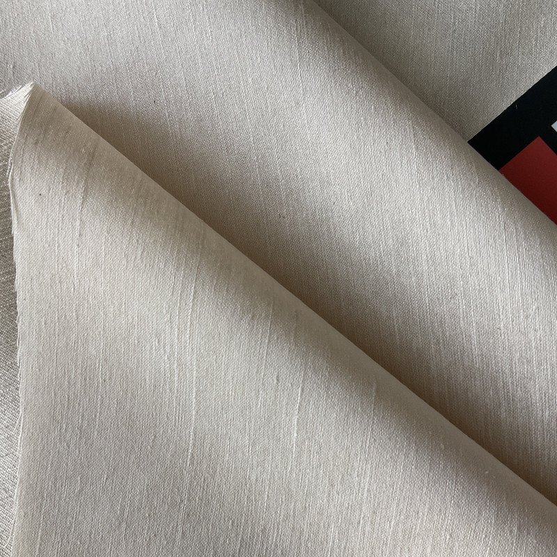 Jaiper in Gardenia | Drapery Fabric | Solid Pale Beige Sateen | Lightweight | 54" Wide | By the Yard