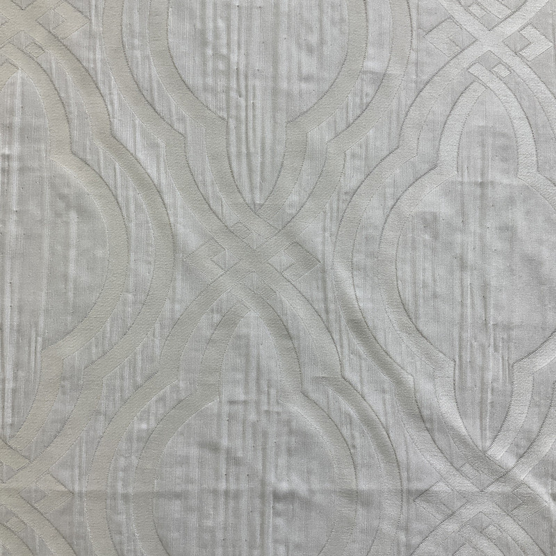 Carnival in Ivory | Drapery Fabric | Large Scale Lattice in Ivory White | Light-Medium Weight | 54" Wide | By the Yard