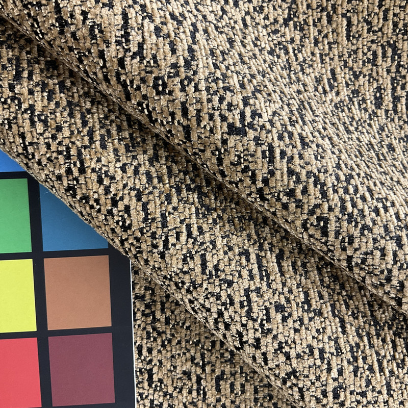Dijon in Yellow | Upholstery Fabric | Chenille in Golden Tan / Black | Heavyweight | 54" Wide | By the Yard