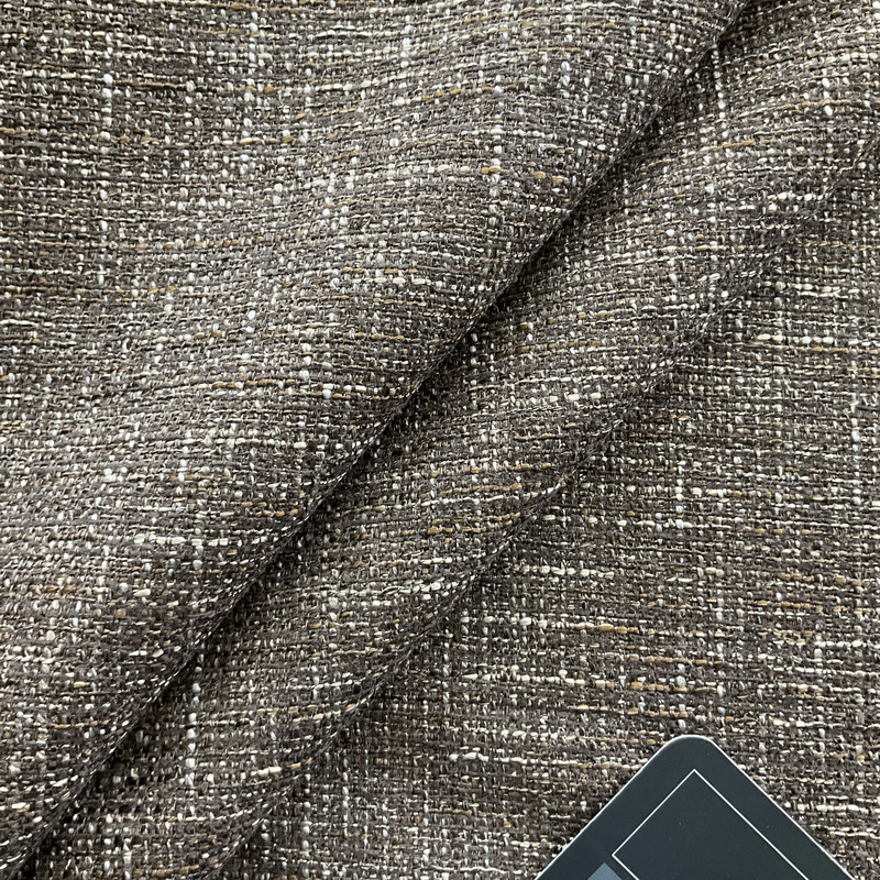 Diva in Mink | Upholstery Fabric | Tweedy Slub Weave in Brown / Cream | Heavyweight | 54" Wide | By the Yard