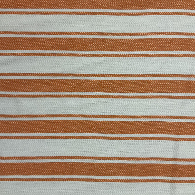 Blake in Creamsicle | Drapery / Upholstery Fabric | Orange / Off White Herringbone Stripes | 54" Wide | By the Yard