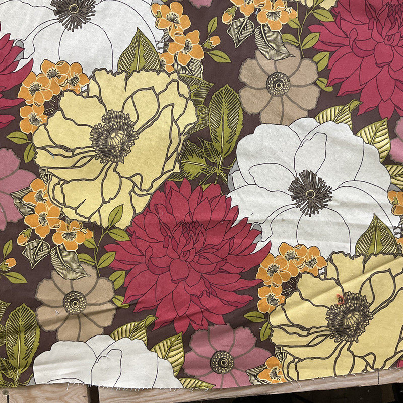 Large Scale Floral | Home Decor Fabric | Yellow Red Green Brown | Medium Weight | 54" Wide | By the Yard