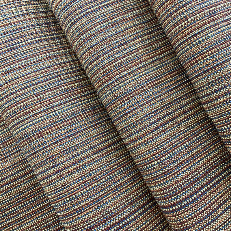 Multi-colored Woven Stripes | Upholstery Fabric | Orange Red Blue Basketweave | Heavy Weight | 54" Wide | By The Yard