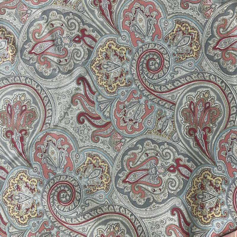 Paddock Shawl in Flint | Home Decor Fabric | Red Coral Grey Off White | Waverly | 45" Wide | By the Yard