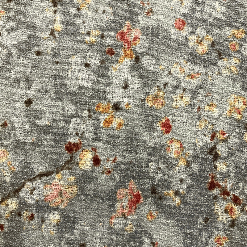 Brakenber in Rosewood | Printed Upholstery Fabric | Grey Brown Orange Pink | Abstract Floral | Felt Backed | 54" Wide | By the Yard (Also sku skndeco0324-1316)