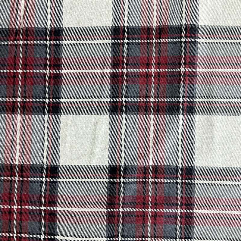 Callaway in Pepper | Tartan Plaid Fabric in Red, Black Cream | Midweight Home Decor Fabric |  Cotton Blend Twill | Marlatex | 54" Wide | BTY