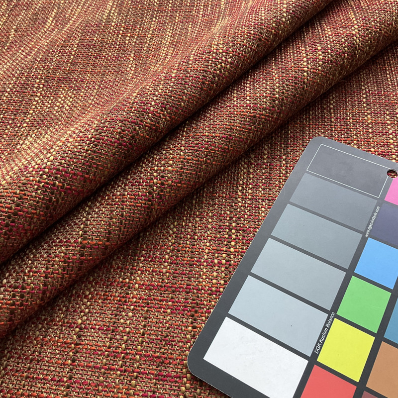 Variegated Tweed in Red and Brown | Upholstery Fabric |  Slub Weave | Heavy Weight | 54 inch Wide | Sold BTY