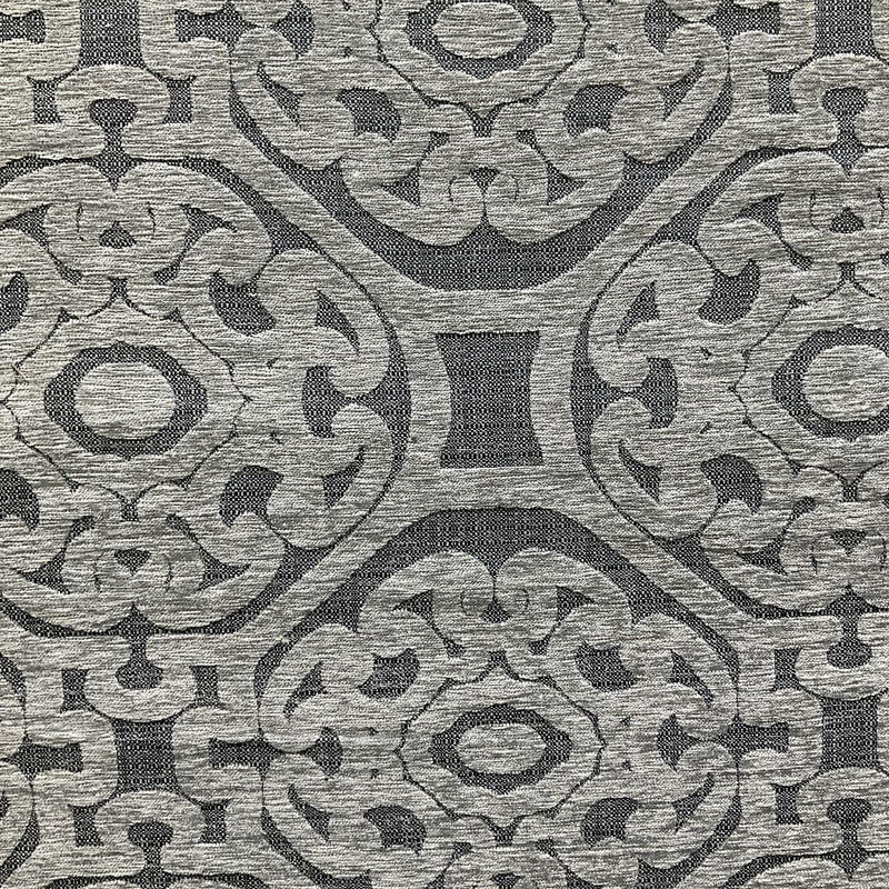 Jude in Ebony | Upholstery Fabric | Large Scale Medallion in Black and Grey | Heavy Weight | 54" Wide | By The Yard